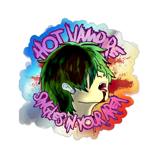 Holographic Hot Vampire Singles In Your Area Die-Cut Sticker